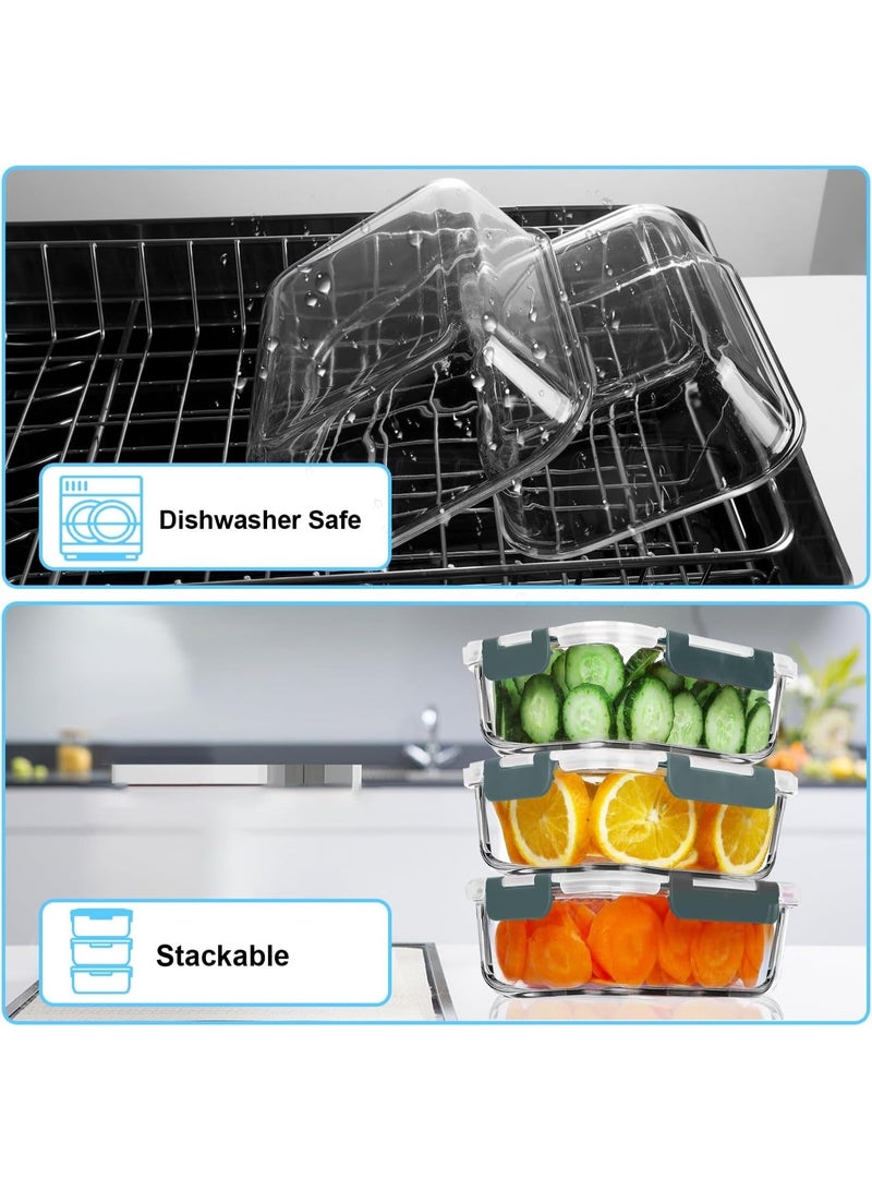 Happy Home Rectangular Glass Food Container 2000ml  with 4-Lock Lid and Silicone Seals, Rectangular Steam Vent, Leak-Proof, Microwave, Oven, Freezer & Dishwasher Safe, Stackable, Perfect for Meal Prep and Food Storage - Image 5